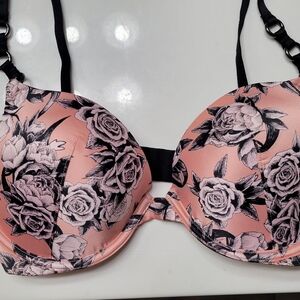 Victoria's Secret Pink and Black Floral Bra